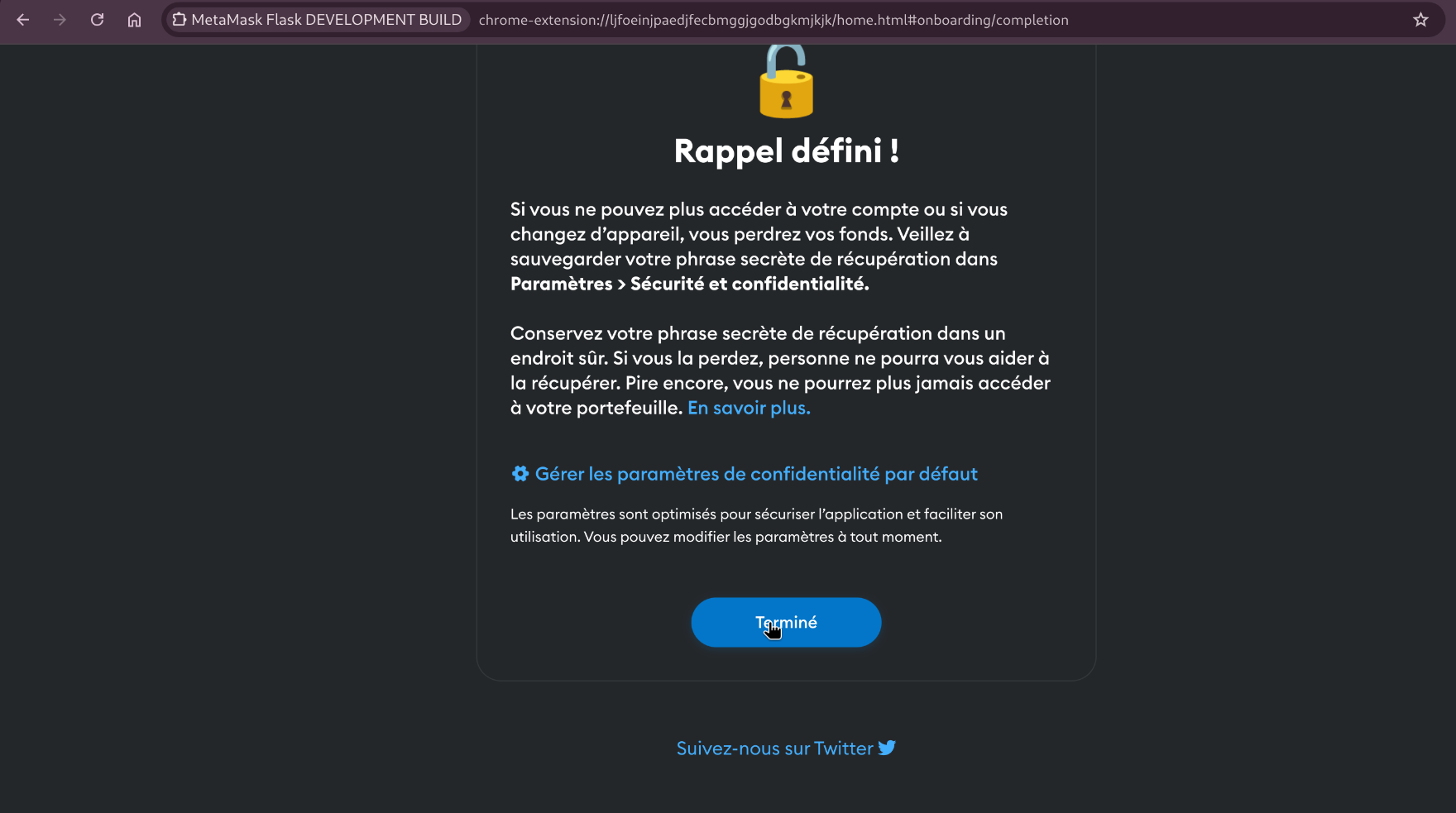 fin de creation de compte